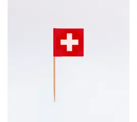 Zahnstocherfähnchen Schweiz 2,5 x 3,8 cm (100 Stück), Modell 751 / Piques à cocktail avec drapeau de la Suisse 2,5 cm x 3,8 cm (100 pièces), modèle 751