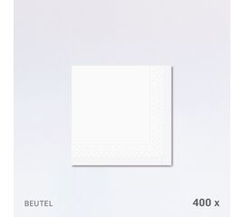 Servietten 33 x 33 cm, 1-lagig, 1/4-Falz, im Beutel (400 Stück) / Serviettes 33 x 33 cm, simple épaisseur, pliage 1/4, en sachet (400 pièces)