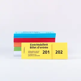 Eintrittsbillette in Blocks zu 100 Blatt Nr. 1 – 1000, Modell 459.1 / Blocs de billets d'entrée avec 100 billets numérotés de 1 à 1000, modèle 459.1