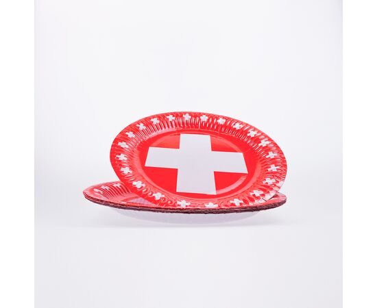 Partyteller mit Schweizerkreuz (8 Stück), Modell 4162 / Assiette pour pique-nique Suisse (8 pièces), modèle 4162