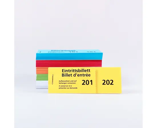 Eintrittsbillette in Blocks zu 100 Blatt Nr.1 – 1000, Modell 459.1 / Blocs de billets d'entrée avec 100 billets numérotés de 1 à 1000, modèle 459.1