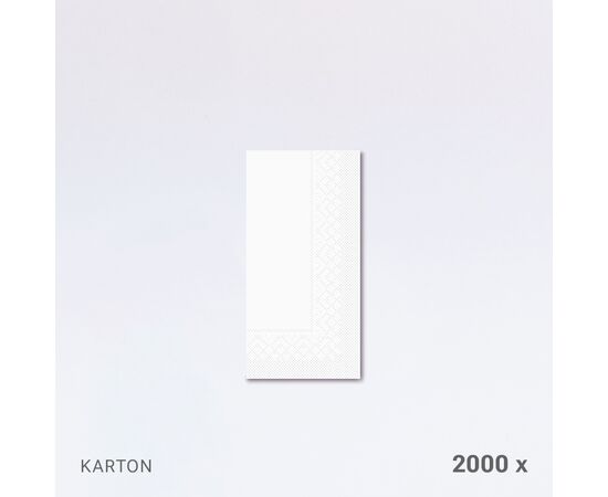 Servietten 33 x 33 cm, 2-lagig, 1/8-Falz, im Karton (2'000 Stück) / Serviettes 33 x 33 cm, double épaisseur, pliage 1/8, en carton (2'000 pièces)